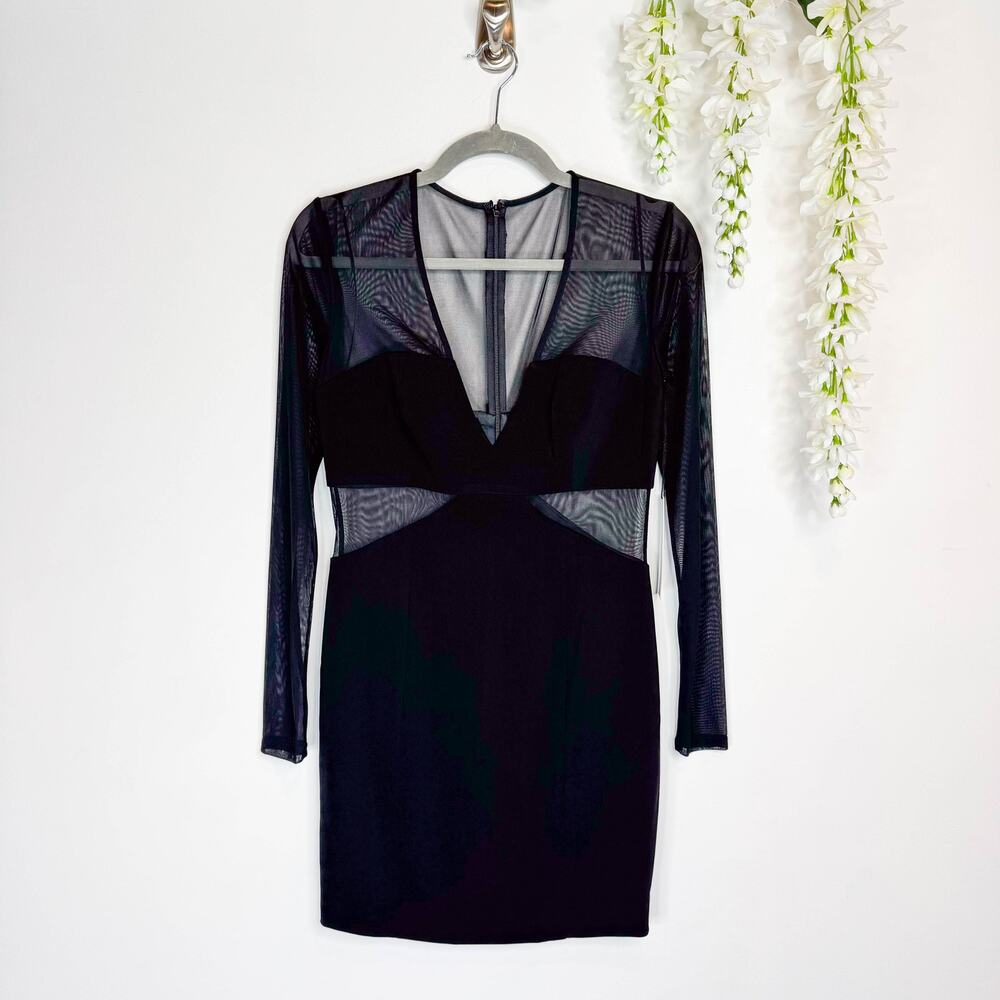 NWT JAY GODFREY Little Black Dress sheer illusion cutouts mini 3259